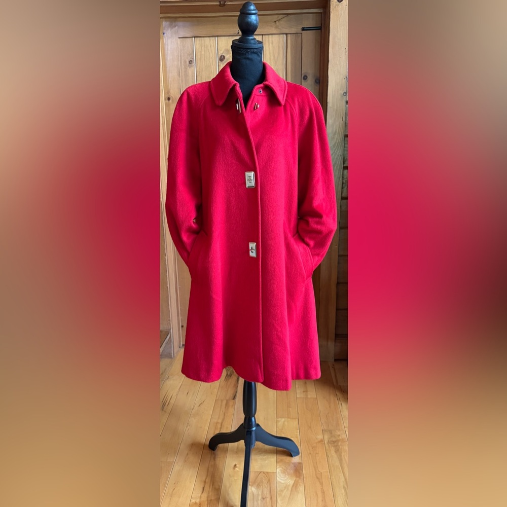Vintage Mob Wife Jackie O Leslie Fay Swing Coat Wool Blend ‘50s ‘60s USA (L~XL) - Picture 3 of 17